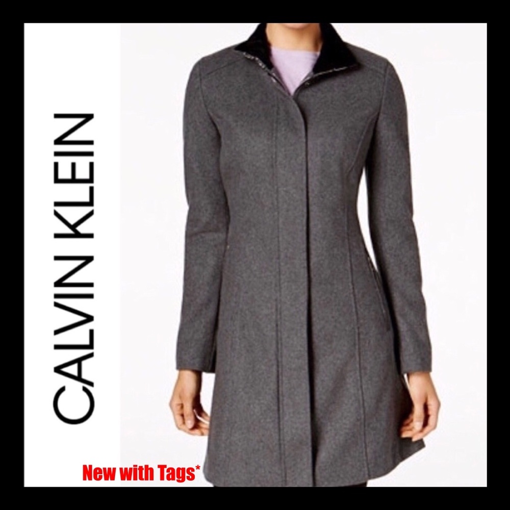 Calvin Klein Coat Jacket Peacoat Grey NWT XS